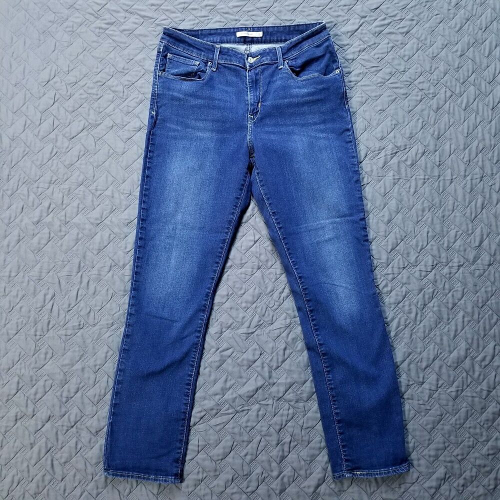 Levis Jeans Womens 14M 32x30 Blue Mid Rise Skinny American Dark Wash Denim